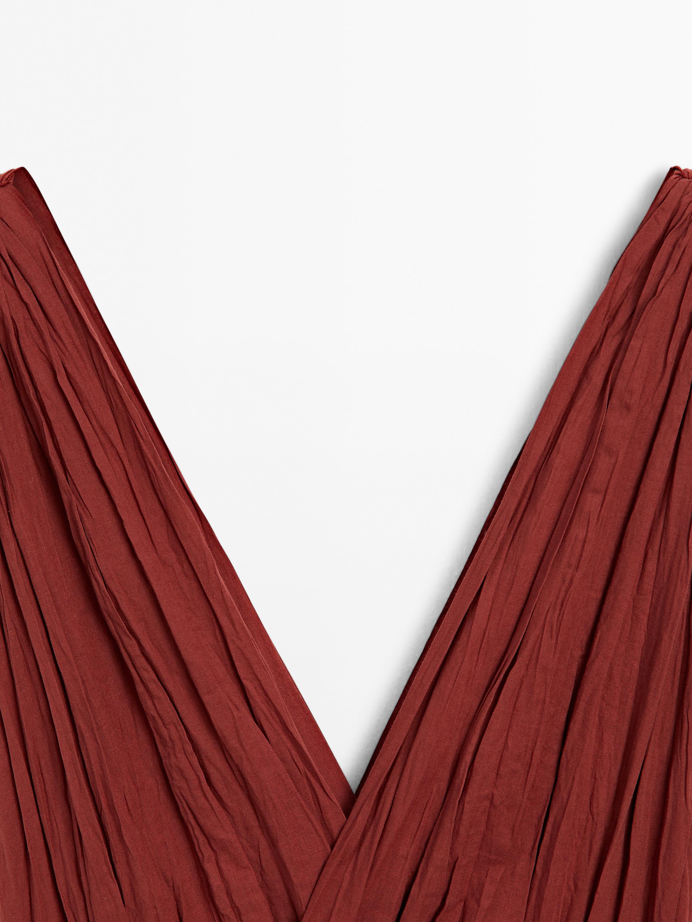 100% cotton long pleated dress